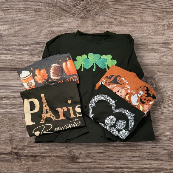5-Piece T-shirt Bundle, Size Medium, 1 Long Sleeve, 4 Short Sleeve, NWOT - Picture 1 of 6